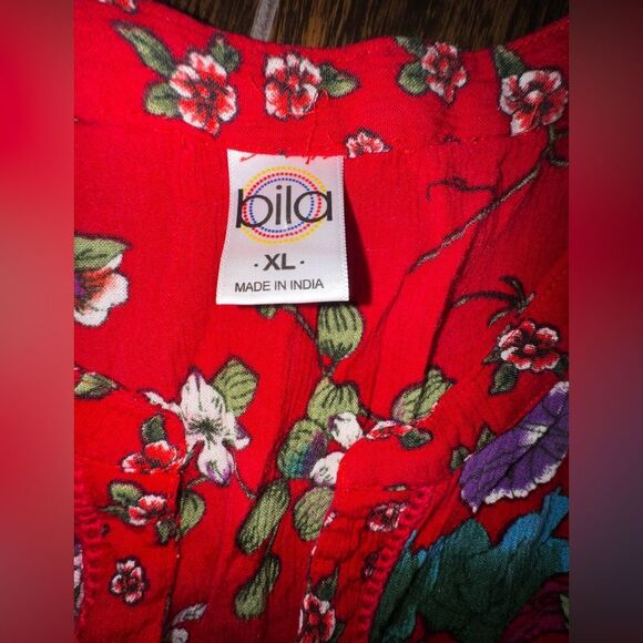 🌺 “Billa” Red Floral Sleeveless Peplum Top – Size XL - Picture 4 of 16